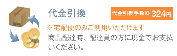 代金引換:代金引換手数料 324円:※宅配便のみご利用いただけます。商品配達時、配達員の方に現金でお支払いください。