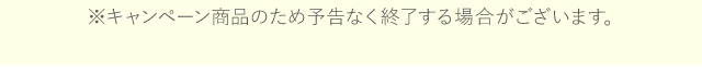 ※キャンペーン商品のため予告なく終了する場合がございます。