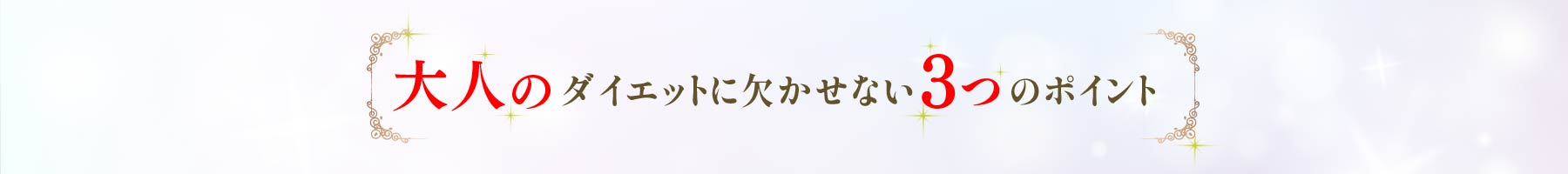 大人のダイエットに欠かせない3つのポイント
