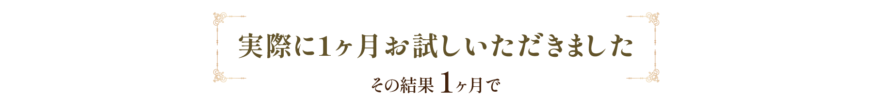 実際に１ヶ月お試しいただきました その結果1ヶ月で