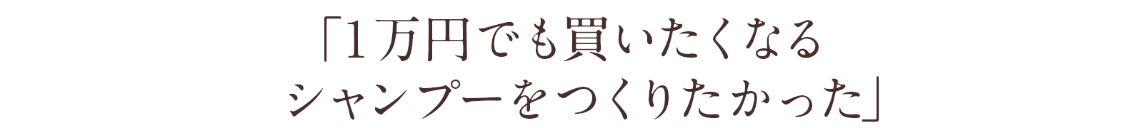 「１万円でも買いたくなるシャンプーをつくりたかった」