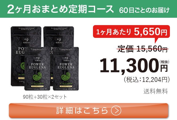 男性向けミドリムシ　パワーユーグレナ 1日4粒 2ヶ月おまとめ 定期コース