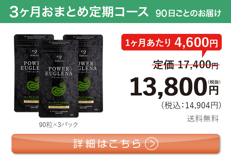 男性向けミドリムシ　パワーユーグレナ 1日3粒 3ヶ月おまとめ 定期コース