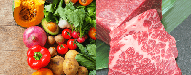 野菜と肉の画像