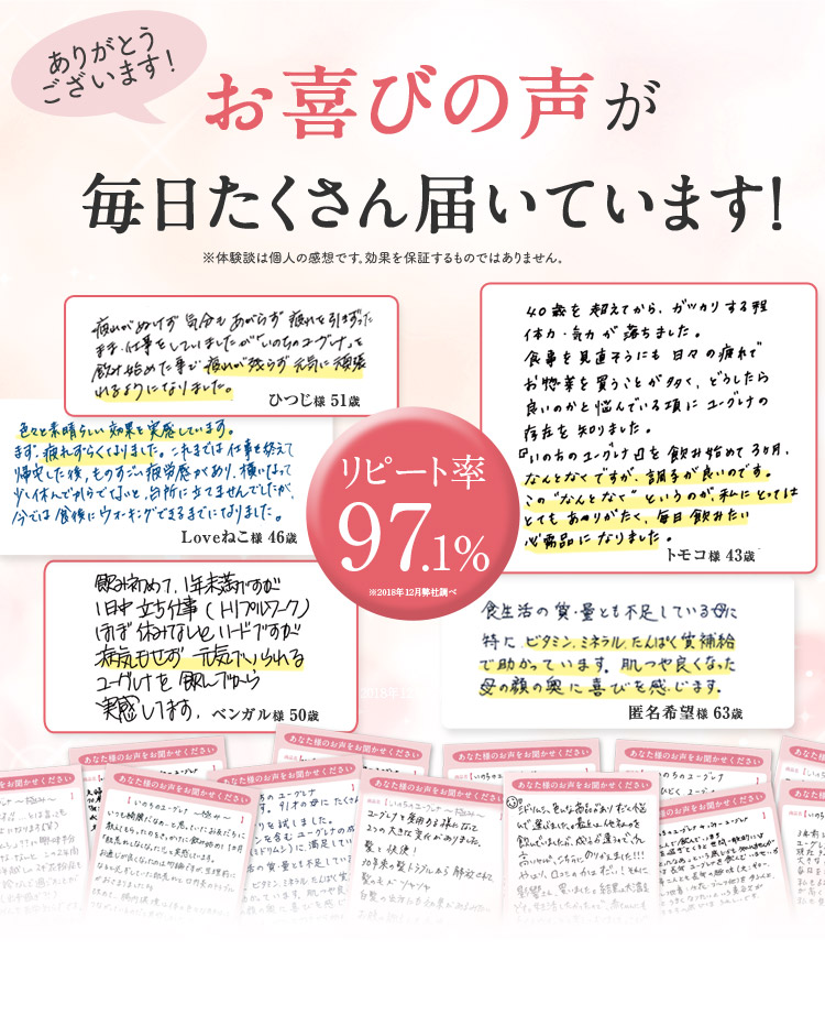 お喜びの声が毎日たくさん届いています！