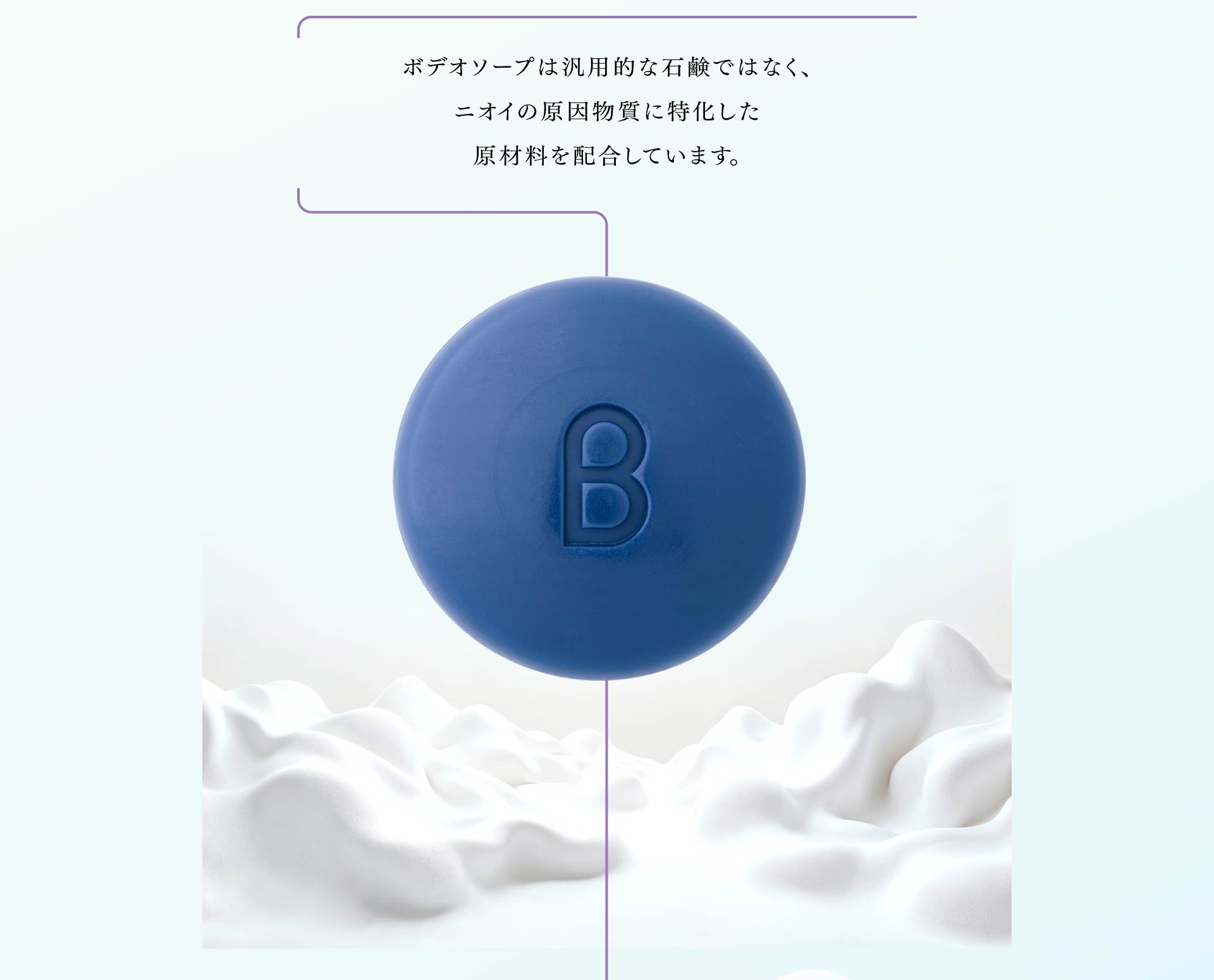 ボデオソープは汎用的な石鹸ではなく、 ニオイの原因物質に特化した 原材料を配合しています。